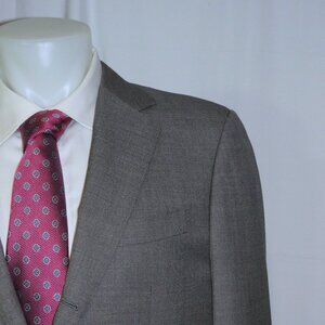 Sebastien Grey Custom Made Gray Solid Woven Super 130 Three Roll Two Suit 42L